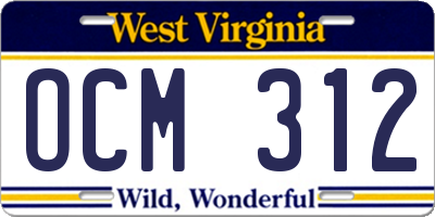WV license plate OCM312