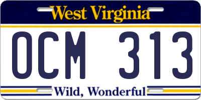 WV license plate OCM313