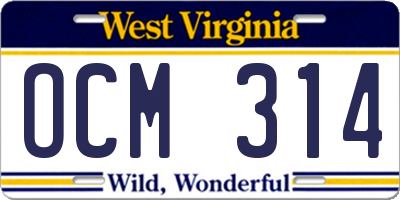 WV license plate OCM314