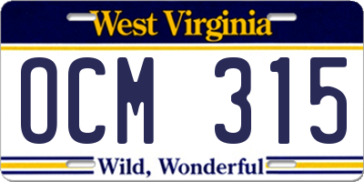 WV license plate OCM315
