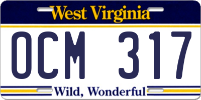 WV license plate OCM317