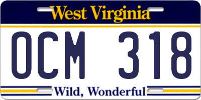 WV license plate OCM318