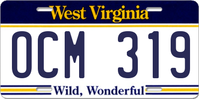 WV license plate OCM319