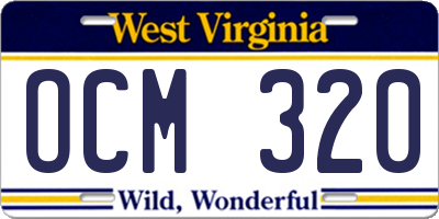 WV license plate OCM320