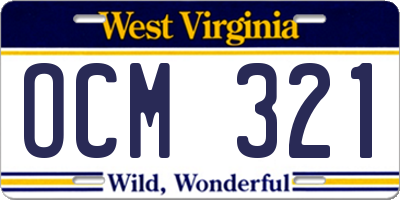 WV license plate OCM321