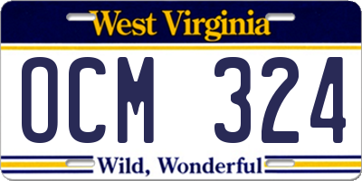 WV license plate OCM324