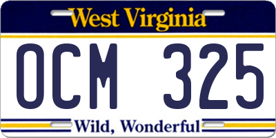 WV license plate OCM325