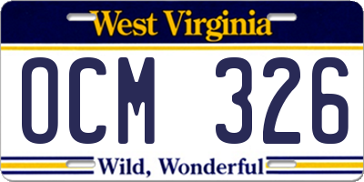 WV license plate OCM326