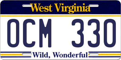WV license plate OCM330