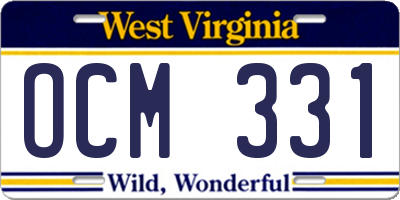 WV license plate OCM331