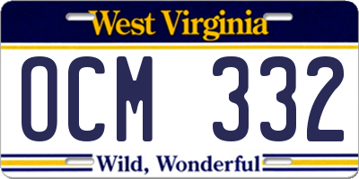 WV license plate OCM332
