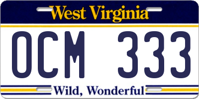 WV license plate OCM333