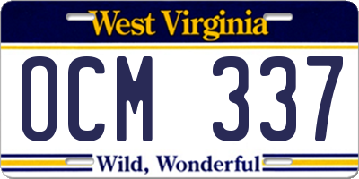 WV license plate OCM337