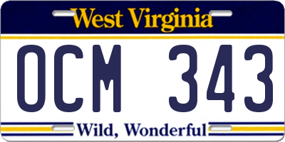 WV license plate OCM343