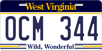WV license plate OCM344