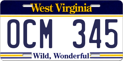 WV license plate OCM345