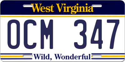 WV license plate OCM347