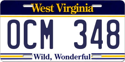 WV license plate OCM348