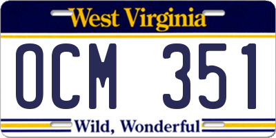 WV license plate OCM351