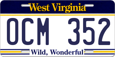 WV license plate OCM352