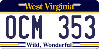 WV license plate OCM353