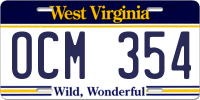 WV license plate OCM354