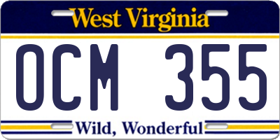 WV license plate OCM355