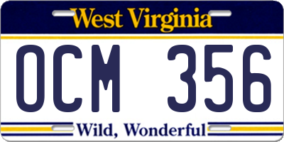 WV license plate OCM356