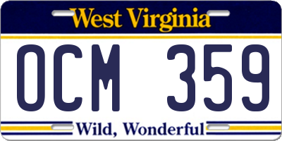 WV license plate OCM359