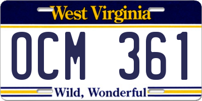 WV license plate OCM361