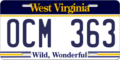 WV license plate OCM363