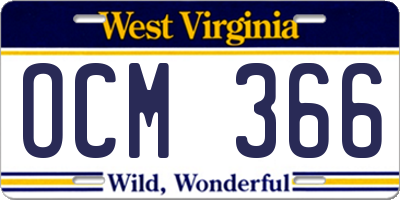 WV license plate OCM366