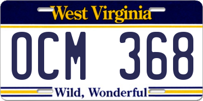 WV license plate OCM368