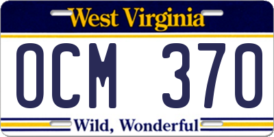 WV license plate OCM370
