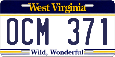 WV license plate OCM371