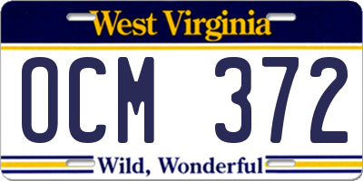 WV license plate OCM372