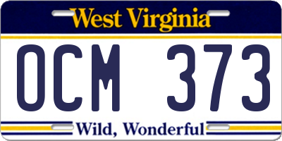 WV license plate OCM373