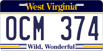 WV license plate OCM374