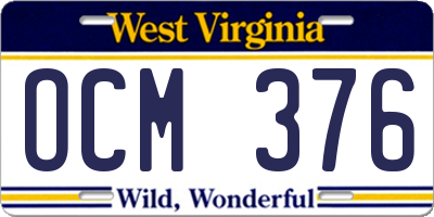 WV license plate OCM376