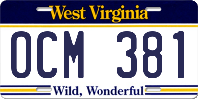 WV license plate OCM381