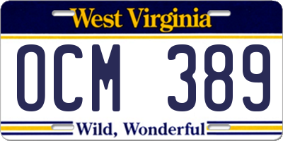 WV license plate OCM389