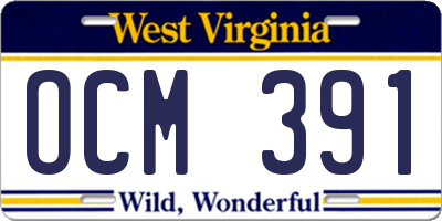 WV license plate OCM391