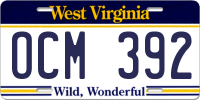 WV license plate OCM392