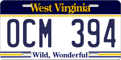 WV license plate OCM394