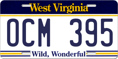 WV license plate OCM395