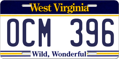 WV license plate OCM396