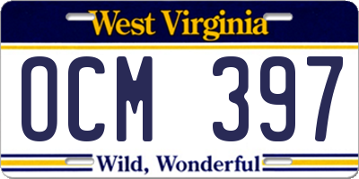 WV license plate OCM397