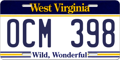 WV license plate OCM398