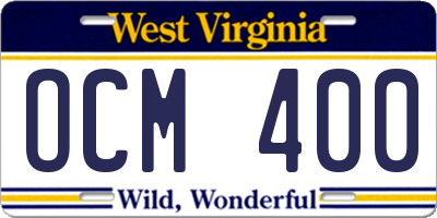 WV license plate OCM400