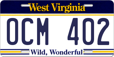 WV license plate OCM402